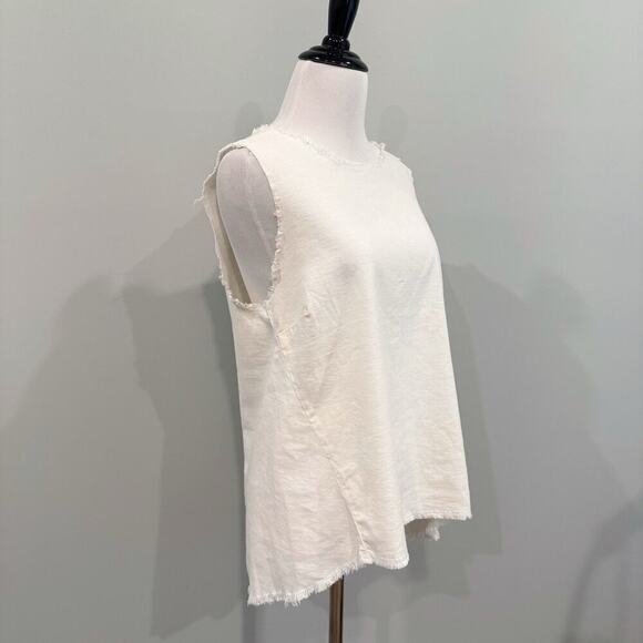 Parker Smith Top Women’s Small Ivory Tencel Linen Sleeveless Blouse USA Made - Picture 3 of 12